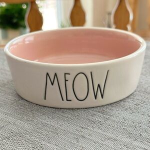 Rae Dunn MEOW Pink Inside Ceramic Small Water or Food Cat Bowl BRAND NEW!!